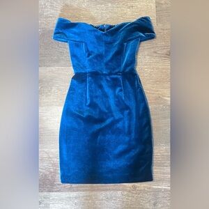 Nicolas Velvet Teal Off the Shoulder Dress
